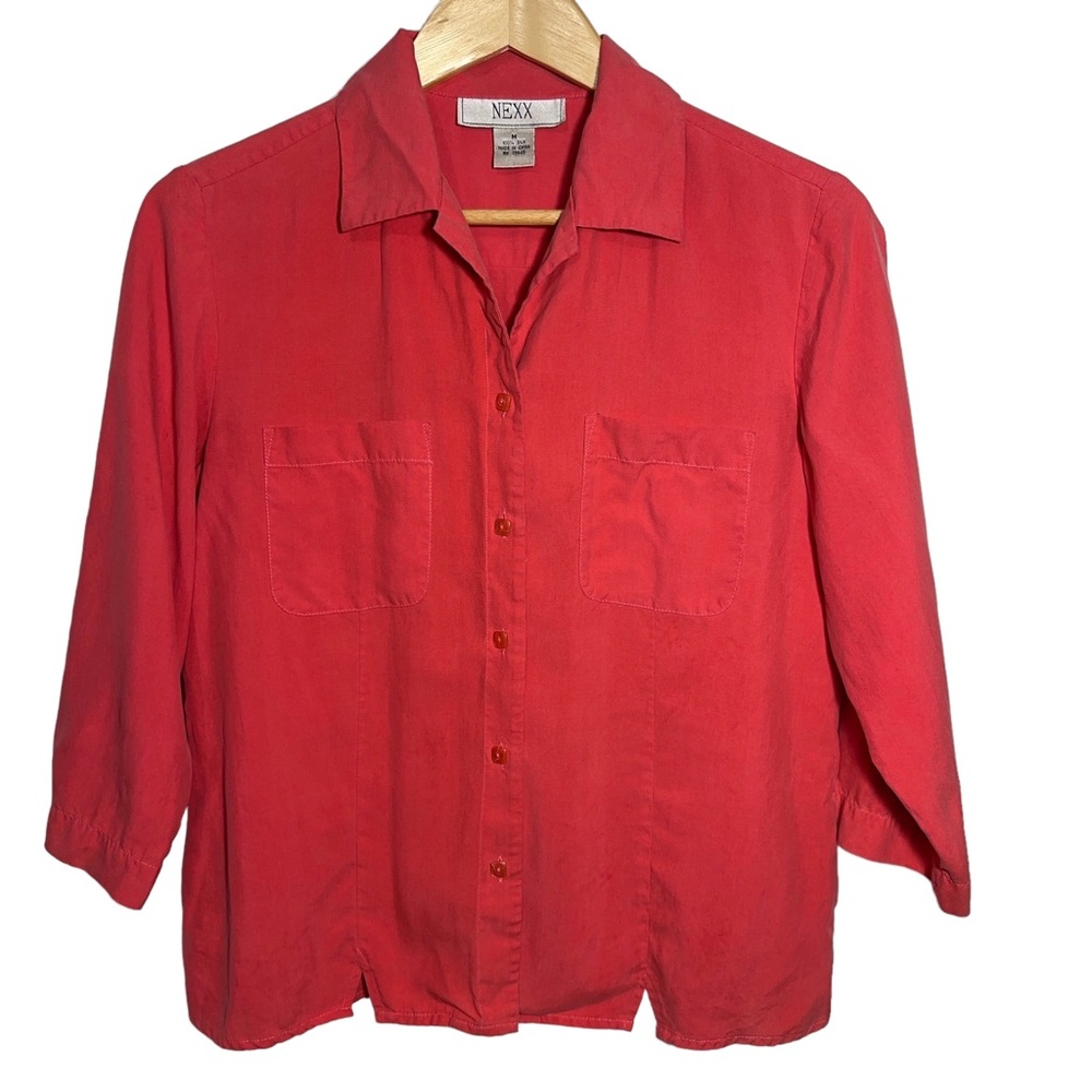 Nexx Vintage Silk Button Down Shirt Womens Size Med Fall Casual